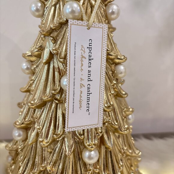 Cupcakes Cashmere Elegant Shabby Chic Metallic Gold Pearl Holiday Christmas Tree - Picture 4 of 6